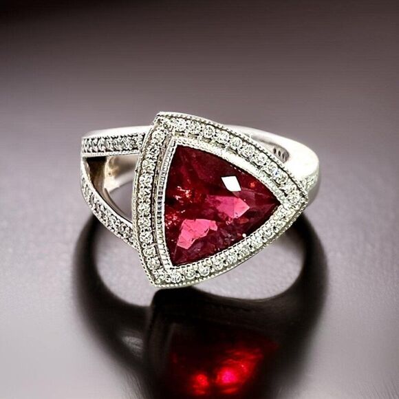 Natural Tourmaline Diamond Ring 7 14k W Gold 4.38 TCW Certified $4,950 310649 - Picture 9 of 15